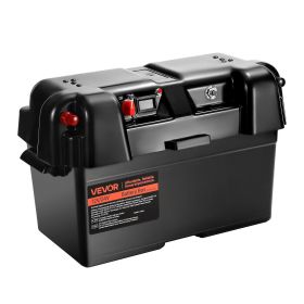 Battery Box, Group 24/27 Trolling Motor Battery Box, 12V/24V Marine Batteries Case with PP Shell and Dual Straps, Smart Batteries Case
