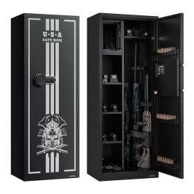 4 Gun Safe, Long Gun Cabinet for Rifles and Pistols, Quick Access Rifle Safe with 3 Ammo Slots and 2 Adjustable Racks