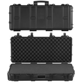 Hard Rifle Case, Lockable Rifle Case with 4 Layers Pre-cut Foams, 36 in Gun Storage with Wheels