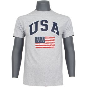 USA W/FLAG T, HEATHER GREY (Option: XXXL)