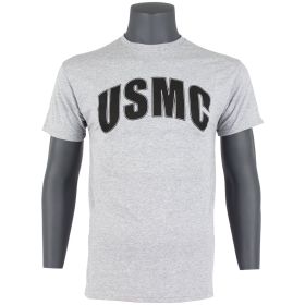 USMC T-SHIRT, GREY/BLK IMPRINT (Option: M)