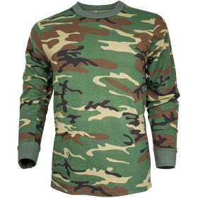 MENS LONG SLEEVE T-SHIRT WOODLAND CAMO (Option: L)