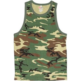MENS TANK TOP WOODLAND CAMOUFLAGE (Option: M)