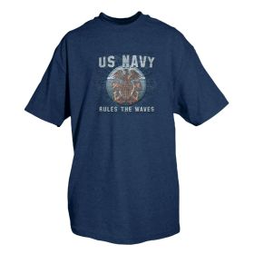 US NAVY RULES THE WAVES MEN'S T-SHIRT NAVY (Option: L)