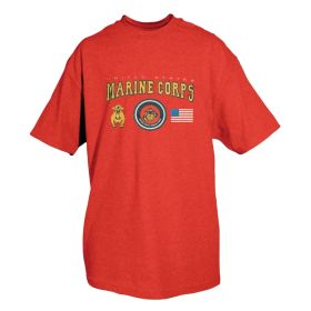 USMC W/LOGOS T-SHIRT RED (Option: XXXL)